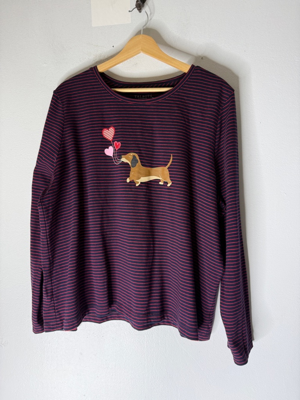 Talbots‎ Purple Striped Dog Heart balloons Print Cotton Shirt size 2XP